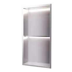 Ledimex Niche de Douche Mural Éclairage Led 33 x 63 cm - Rangement Salle de Bain en finition Niquel Brossé - MARSHALL