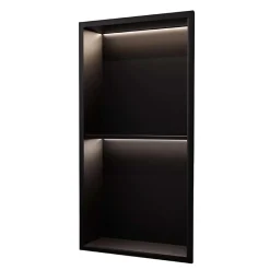 Ledimex Niche de Douche Mural Éclairage Led 33 x 63 cm - Rangement Salle de Bain en finition Noir Mat - MARSHALL