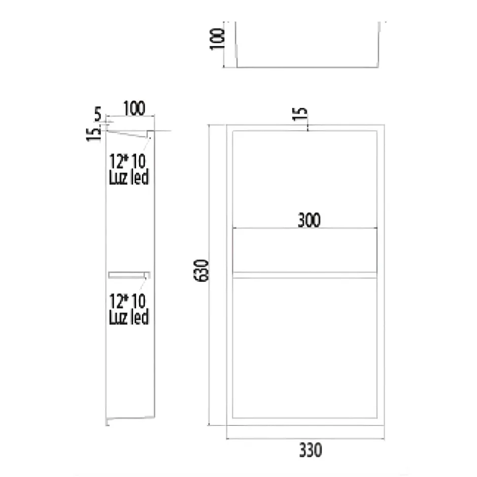 Ledimex Niche de Douche Mural Éclairage Led 33 x 63 cm - Rangement Salle de Bain en finition Noir Mat - MARSHALL