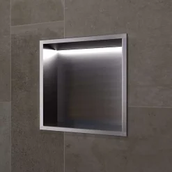 Ledimex Niche de Douche Mural Éclairage Led 33 x 33 cm - Rangement Salle de Bain en finition Noir Métal - INDIC* Niche De Salle De Bains