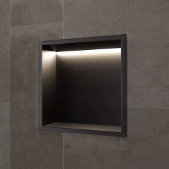 Ledimex Niche de Douche Mural Éclairage Led 33 x 33 cm - Rangement Salle de Bain en finition Noir Mat - INDIC