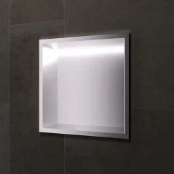 Ledimex Niche de Douche Mural Éclairage Led 33 x 33 cm - Rangement Salle de Bain en finition Blanc Satiné - INDIC* Niche De Salle De Bains
