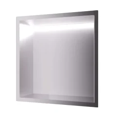 Ledimex Niche de Douche Mural Éclairage Led 33 x 33 cm - Rangement Salle de Bain en finition Niquel Brossé - INDIC