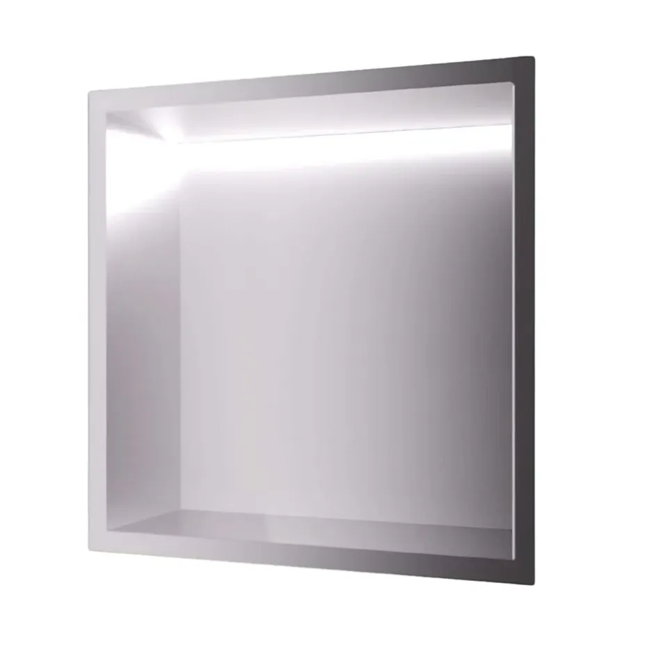 Ledimex Niche de Douche Mural Éclairage Led 33 x 33 cm - Rangement Salle de Bain en finition Niquel Brossé - INDIC