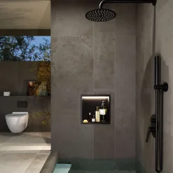 Ledimex Niche de Douche Mural Éclairage Led 33 x 33 cm - Rangement Salle de Bain en finition Niquel Brossé - INDIC
