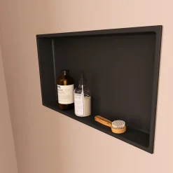 Italbox Niche de Douche Noir Satiné - 30x60 cm - Rangement Mural Salle de Bain - NOOK