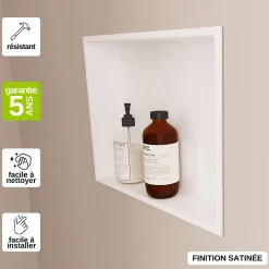 Italbox Niche de Douche Noir Satiné - 30x30 cm - Rangement Mural Salle de Bain - NOOK* Niche De Salle De Bains