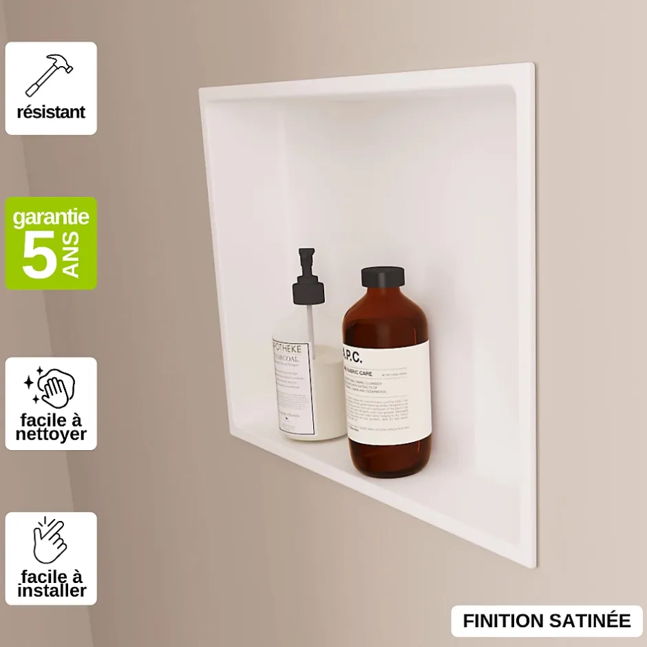 Italbox Niche de Douche Noir Satiné - 30x30 cm - Rangement Mural Salle de Bain - NOOK* Niche De Salle De Bains