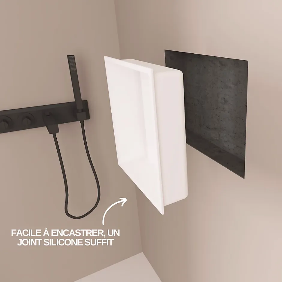 Italbox Niche de Douche Noir Satiné - 30x30 cm - Rangement Mural Salle de Bain - NOOK* Niche De Salle De Bains