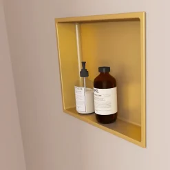 Italbox Niche de Douche Or Satiné - 30x30 cm - Rangement Mural Salle de Bain - NOOK