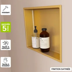Italbox Niche de Douche Or Satiné - 30x30 cm - Rangement Mural Salle de Bain - NOOK