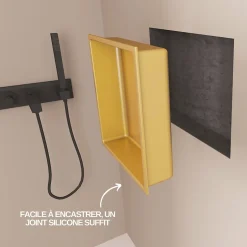 Italbox Niche de Douche Or Satiné - 30x30 cm - Rangement Mural Salle de Bain - NOOK