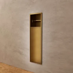 Ledimex Niche de WC 17 x 60 cm - Rangement Mural Encastrable en finition Or Brossé - EGEAN