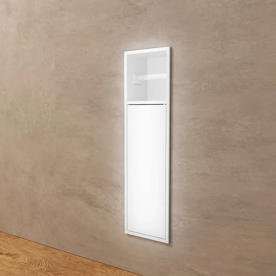 Ledimex Niche de WC 17 x 60 cm - Rangement Mural Encastrable en finition Blanc Satiné - EGEAN
