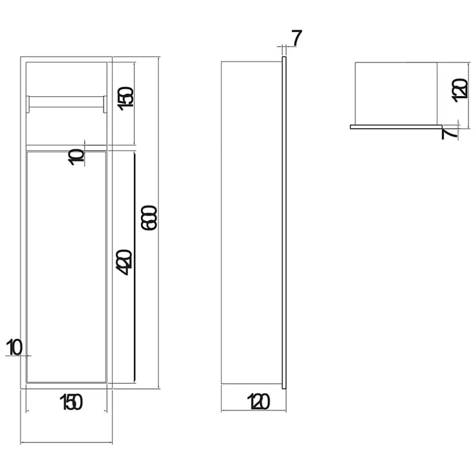 Ledimex Niche de WC 17 x 60 cm - Rangement Mural Encastrable en finition Blanc Satiné - EGEAN