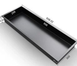 Sirhona Niche inox 900x300x100mm - Encastrée + Bac à douche + Verticale/Horizontale + Noir mat* Etagère Salle De Bains