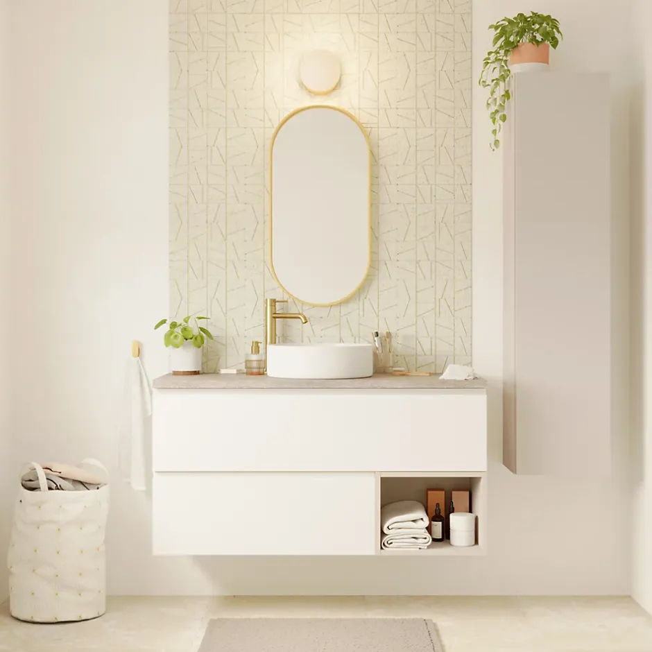 GoodHome Niche l.40 x H.30 x P.45 cm blanc mat Kentia* Meuble Sous-Vasque