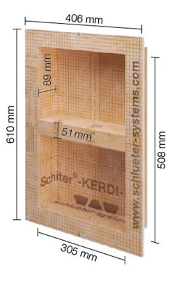 Schluter Niche murale à carreler KERDI-BOARD-N - 305 x 508 x 89 mm - Sans tablette
