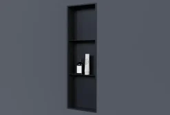 Bernstein Niche murale de douche avec rebords, étagère encastrable douche acier inox avec compartiments - 90x30x10cm - NT309010X Noir