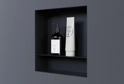 Bernstein Niche murale de douche avec rebords, étagère encastrable douche acier inox avec compartiment - 30x30x10cm - NT303010X Noir* Niche De Salle De Bains