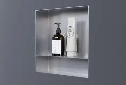 Bernstein Niche murale de douche avec rebords, étagère encastrable douche acier inox avec compartiment - 30x30x10cm - NT303010X Acier brossé* Niche De Salle De Bains
