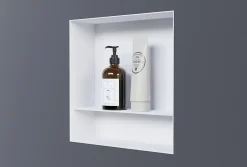 Bernstein Niche murale de douche avec rebords, étagère encastrable douche acier inox avec compartiment - 30x30x10cm - NT303010X Blanc* Niche De Salle De Bains