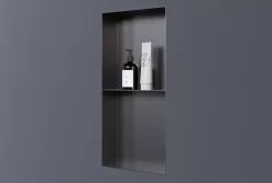 Bernstein Niche murale de douche sans rebords, étagère encastrable douche acier inox - 60x30x10cm - NT306010X Gun métal
