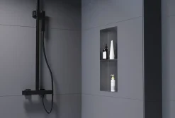 Bernstein Niche murale de douche sans rebords, étagère encastrable douche acier inox - 60x30x10cm - NT306010X Gun métal