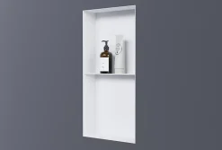 Bernstein Niche murale de douche sans rebords, étagère encastrable douche acier inox - 60x30x10cm - NT306010X Blanc