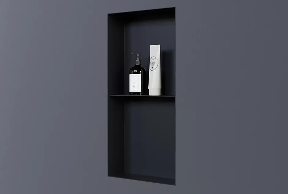 Bernstein Niche murale de douche sans rebords, étagère encastrable douche acier inox - 60x30x10cm - NT306010X Noir* Niche De Salle De Bains