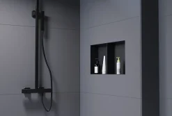 Bernstein Niche murale de douche sans rebords, étagère encastrable douche acier inox - 60x30x10cm - NT306010X Noir* Niche De Salle De Bains