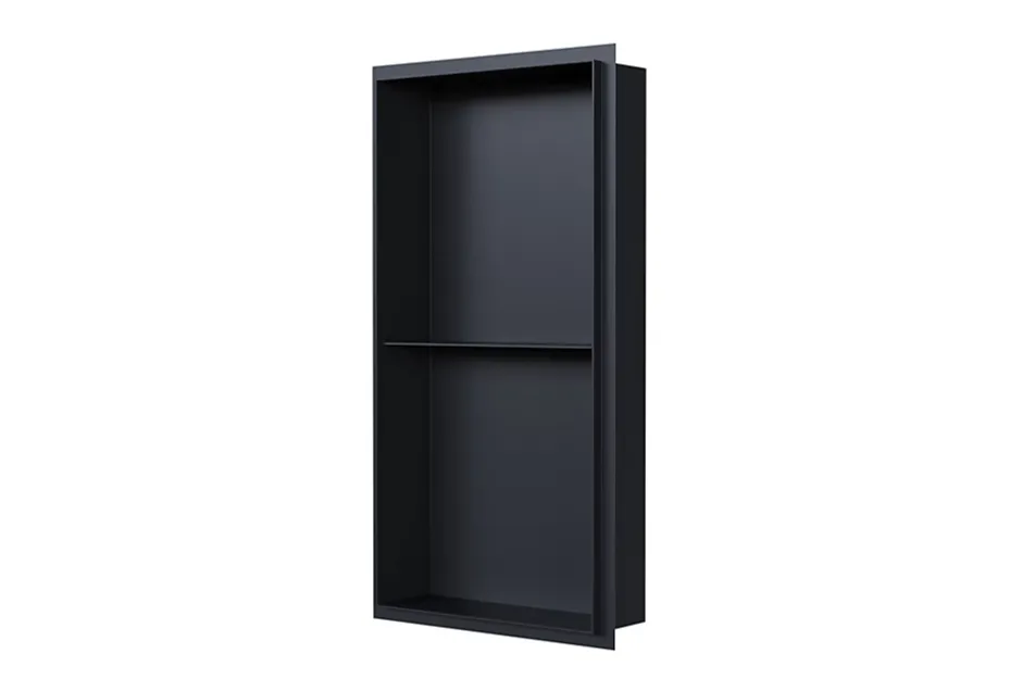 Bernstein Niche murale de douche sans rebords, étagère encastrable douche acier inox - 60x30x10cm - NT306010X Noir* Niche De Salle De Bains