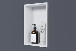 Bernstein Niche murale de douche, étagère encastrable douche acier inox - 30x20x10cm - NT203010X Blanc