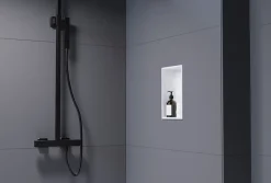 Bernstein Niche murale de douche, étagère encastrable douche acier inox - 30x20x10cm - NT203010X Blanc