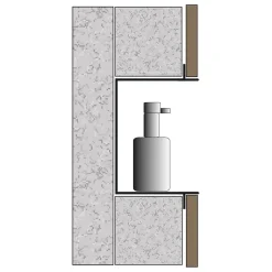 Bernstein Niche murale de douche, étagère encastrable douche acier inox sans cadre - 15x60x10cm - BS156010 Blanc