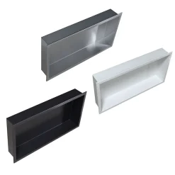 Bernstein Niche murale de douche, étagère encastrable douche acier inox - 60x30x10cm - BS603010 Blanc