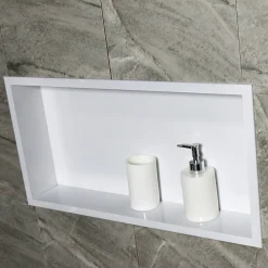 Bernstein Niche murale de douche, étagère encastrable douche acier inox - 60x30x10cm - BS603010 Blanc