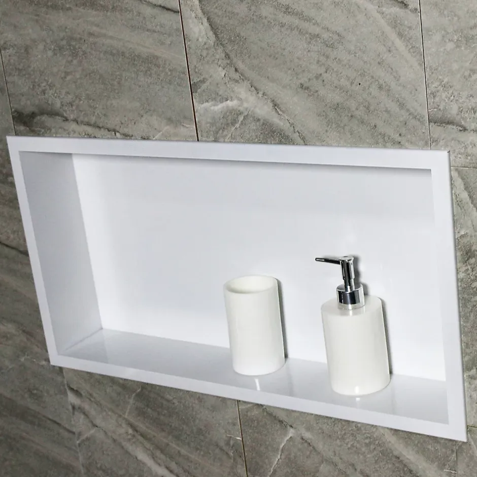 Bernstein Niche murale de douche, étagère encastrable douche acier inox - 60x30x10cm - BS603010 Blanc