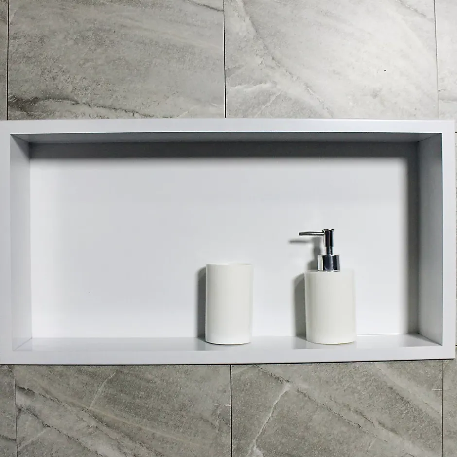 Bernstein Niche murale de douche, étagère encastrable douche acier inox - 60x30x10cm - BS603010 Blanc