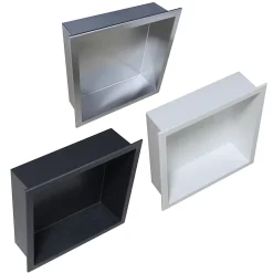 Bernstein Niche murale de douche, étagère encastrable douche acier inox - 30x30x10cm - BS303010 Blanc