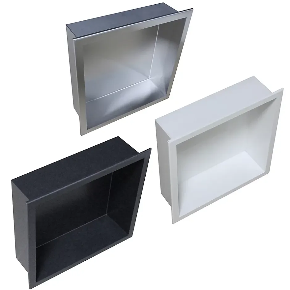 Bernstein Niche murale de douche, étagère encastrable douche acier inox - 30x30x10cm - BS303010 Blanc