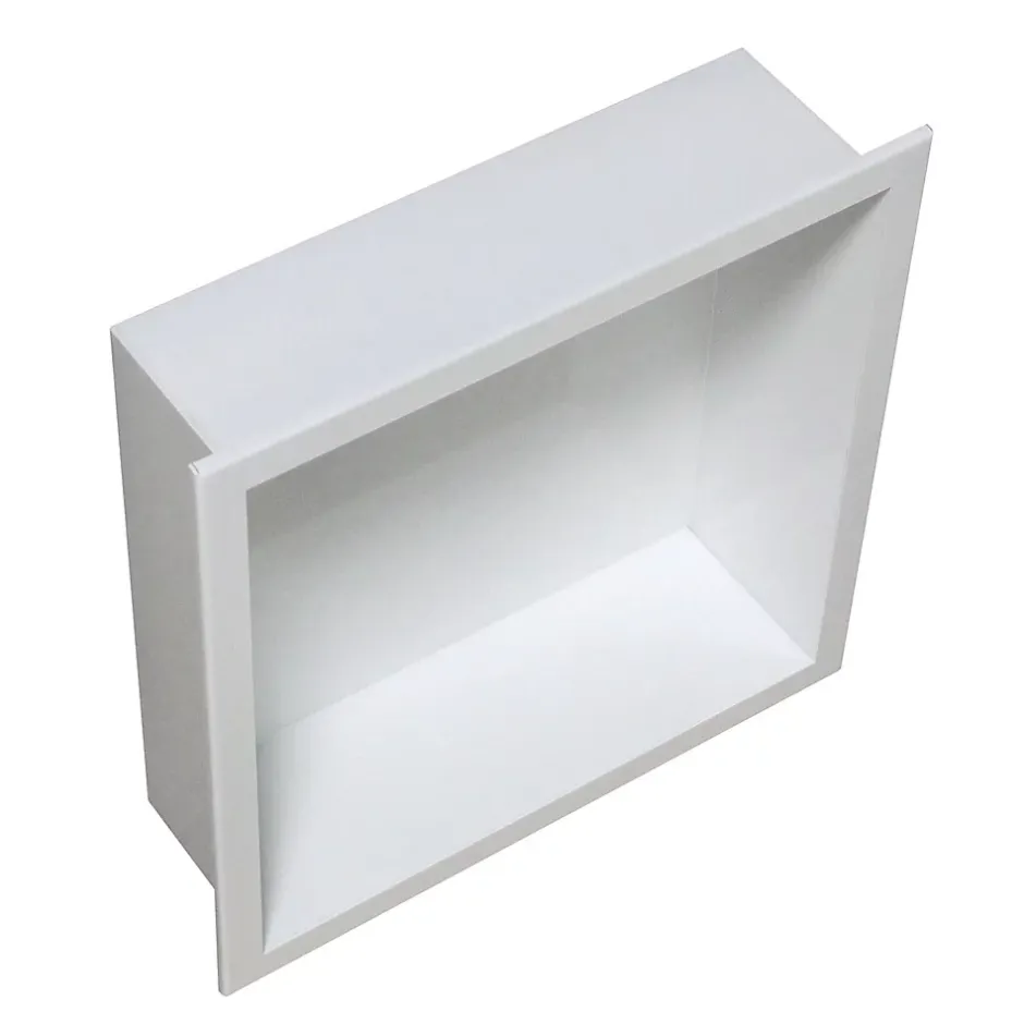 Bernstein Niche murale de douche, étagère encastrable douche acier inox - 30x30x10cm - BS303010 Blanc