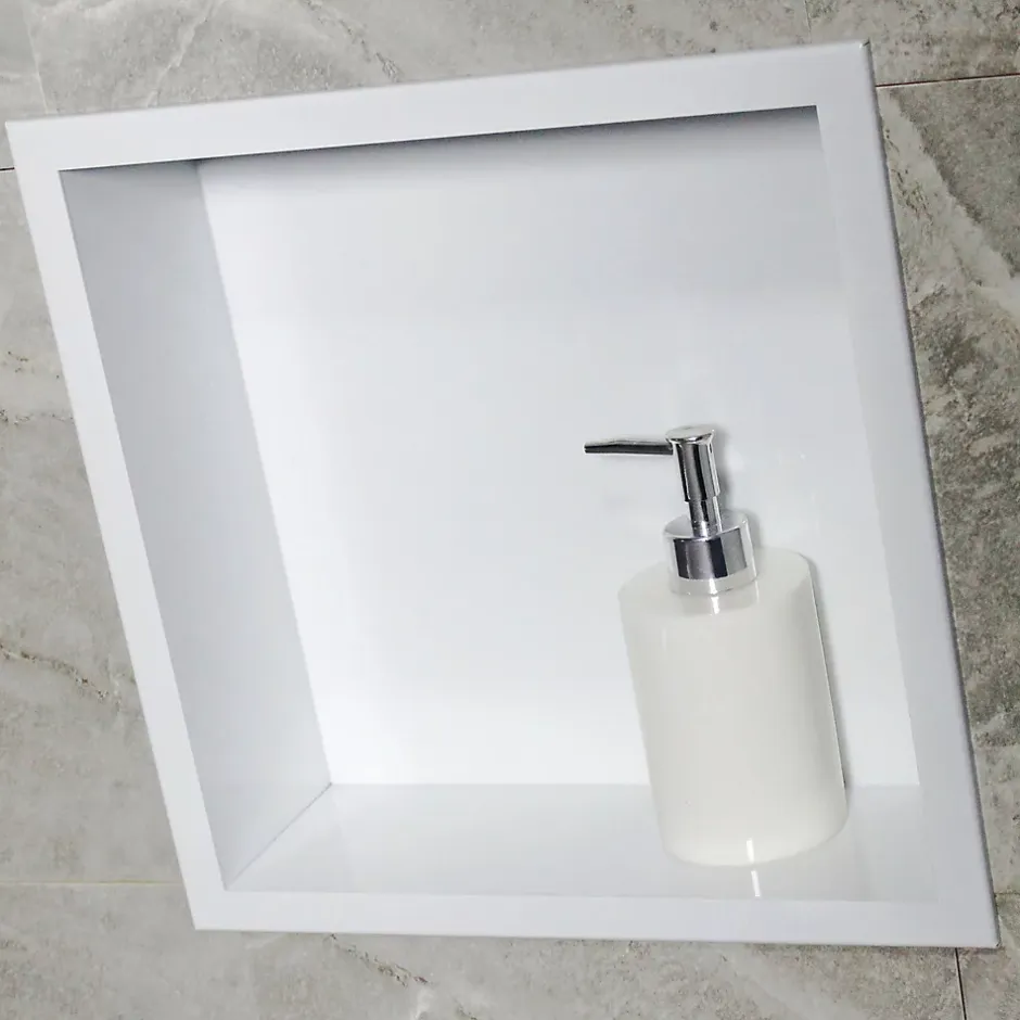 Bernstein Niche murale de douche, étagère encastrable douche acier inox - 30x30x10cm - BS303010 Blanc