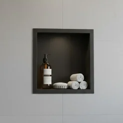 Sanitaire Niche murale de douche, étagère encastrable douche acier Noir Mat - 30x30cm* Niche De Salle De Bains