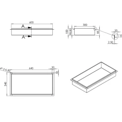 Bernstein Niche murale de douche, étagère encastrable douche acier inox, sans rebord - 60x30x10cm - BS603010 Acier brossé