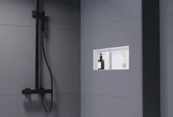 Bernstein Niche murale de douche, étagère encastrable douche acier inox sans cadre - 20x60x10cm - NT206010X Blanc