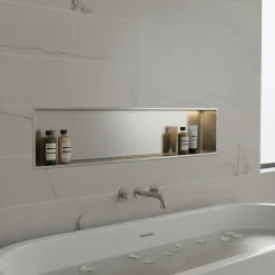 Sanitaire Niche murale de douche, étagère encastrable douche acier Inox Brossé - 30x90cm* Niche De Salle De Bains