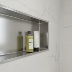 Sanitaire Niche murale de douche, étagère encastrable douche acier Inox Brossé - 30x90cm* Niche De Salle De Bains