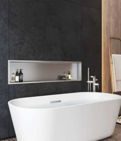Sanitaire Niche murale de douche, étagère encastrable douche acier Inox Brossé - 30x90cm* Niche De Salle De Bains