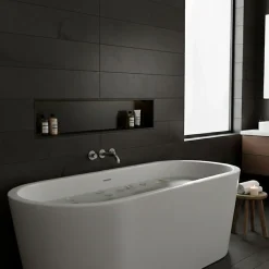 Sanitaire Niche murale de douche, étagère encastrable douche acier Noir Mat - 30x90cm* Niche De Salle De Bains